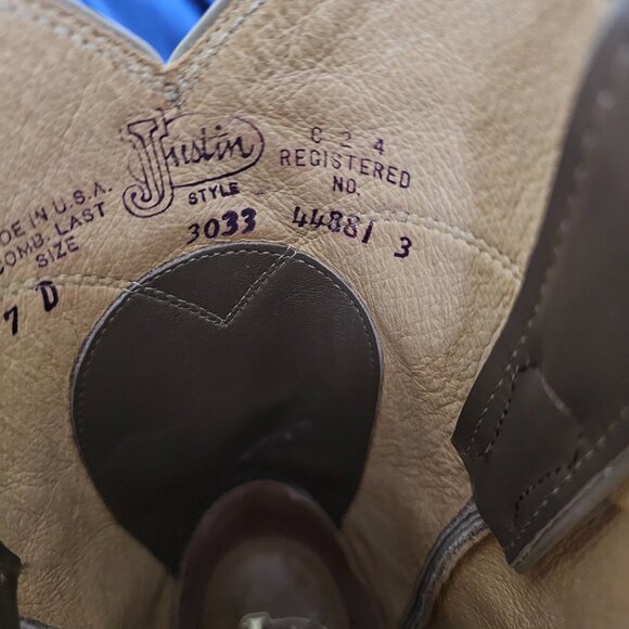 Women’s Justin Boots 7D Style 3033 Tan Cowboy Boot - Picture 4 of 5